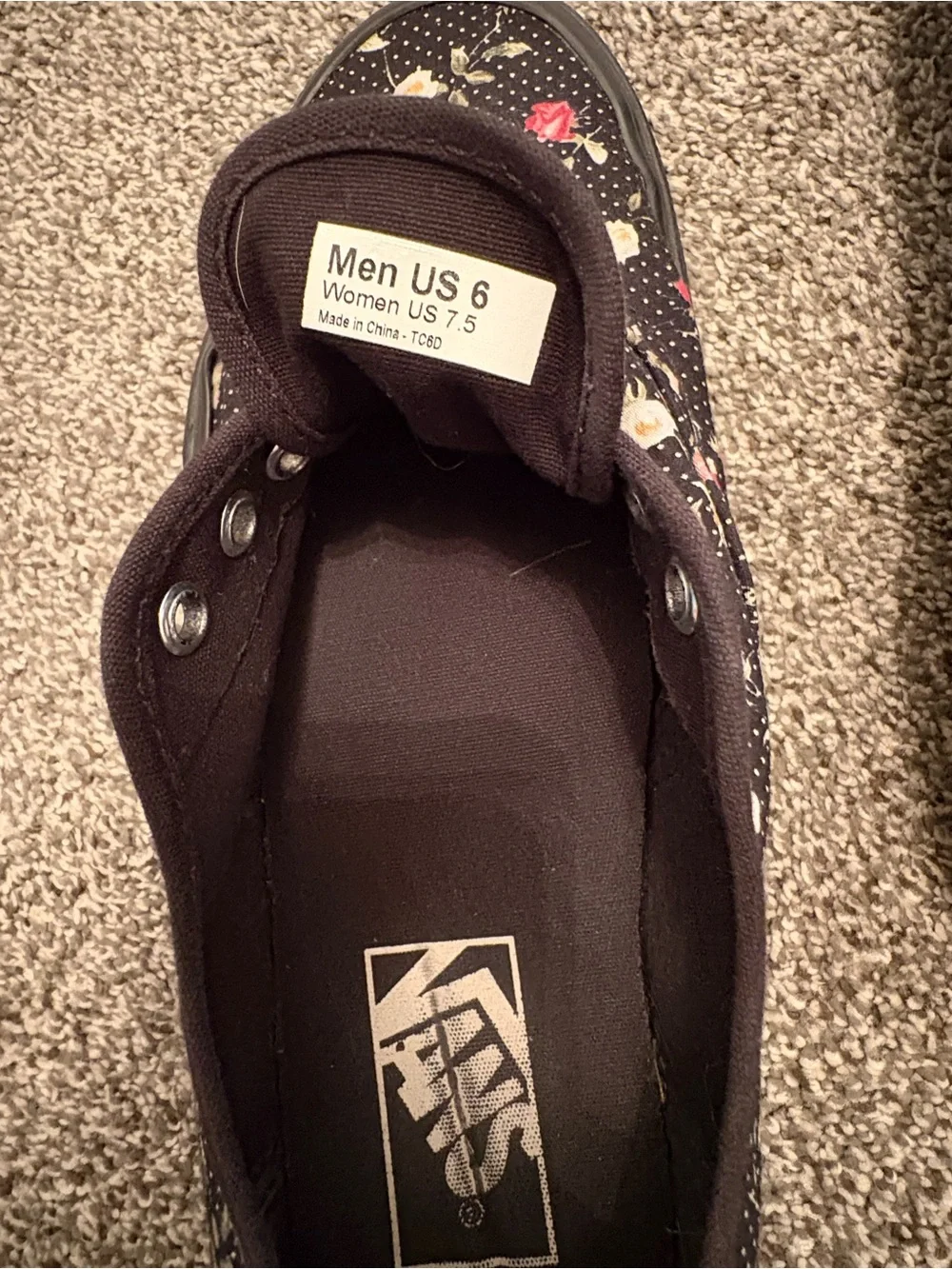 Vans Black Floral Low-Top Sneakers